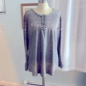 Democracy Waffle Thermal Lace Up Tunic Top size XL